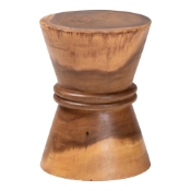 bali & pari Samira Solid Suar Wood Side Table - Handcrafted Sculptural End Table with Hourglass Design, Modern Boho Style for Living Room or Bedroom Baxton Studio restaurant furniture, hotel furniture, commercial furniture, wholesale living room furniture, wholesale end table, classic end table